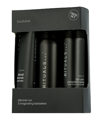 Rituals Homme Set mit Charcoal Face Scrub 70ml-50ml-50ml