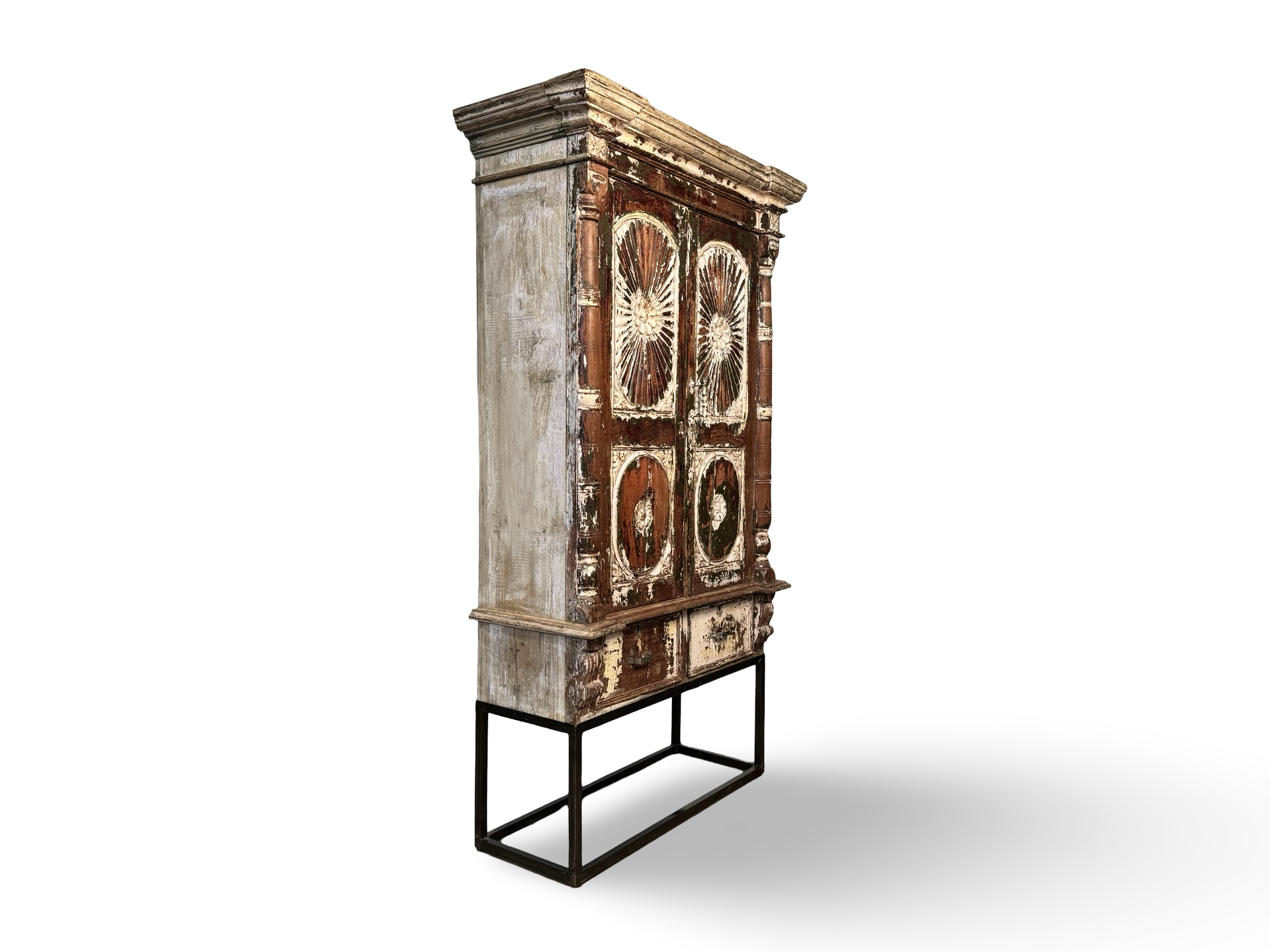 Kast rood/wit 2 deur 2 la uniek