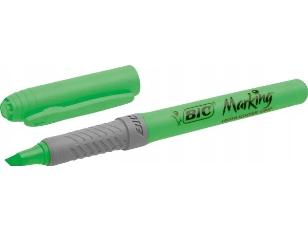 Overstregningspen BIC Highlighter Grip grøn med skrå spids - (12 stk.)