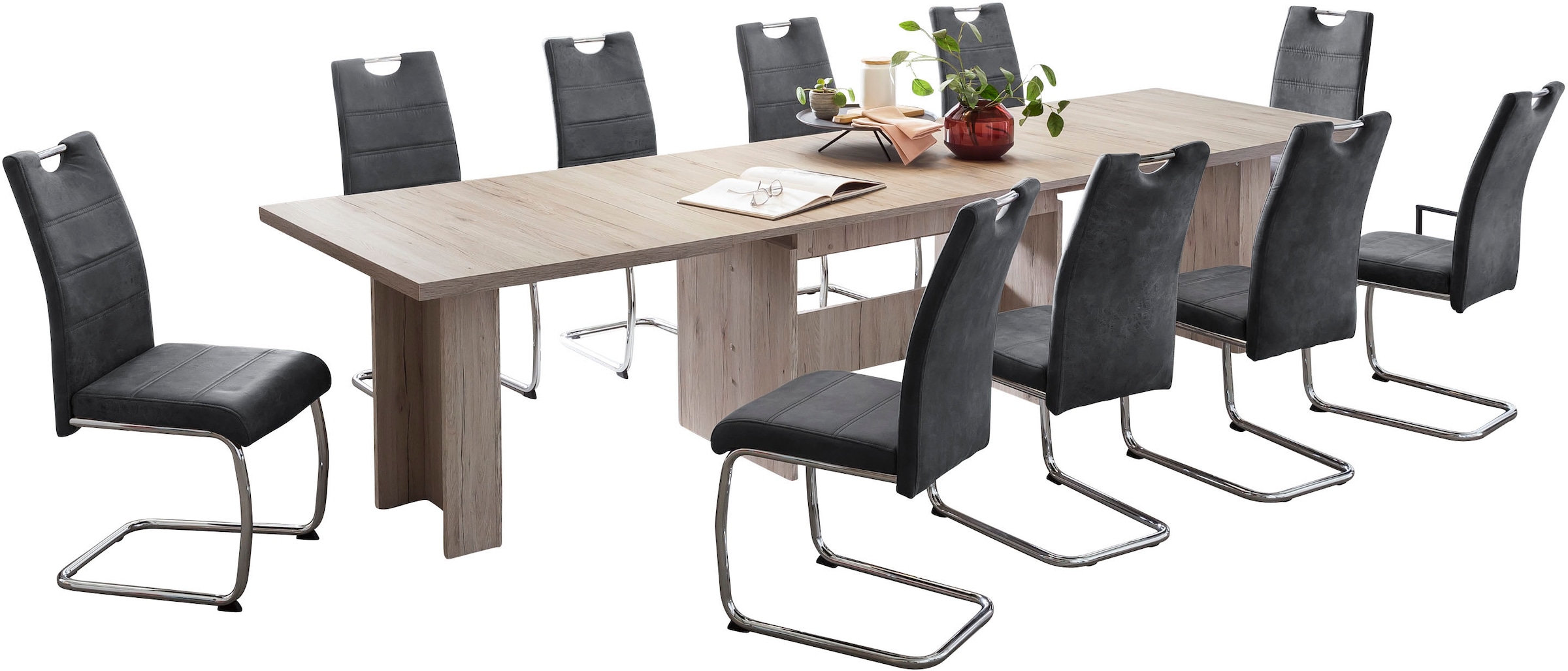 HELA Essgruppe »Lia, 11tlg. Sitzgruppe, Extra viel Platz« Set, 11tlg.-Set, ausziehbar, Esstisch plus 10 Stühle, 11 Stk. tlg. Ausziebar 160 - 300 cm