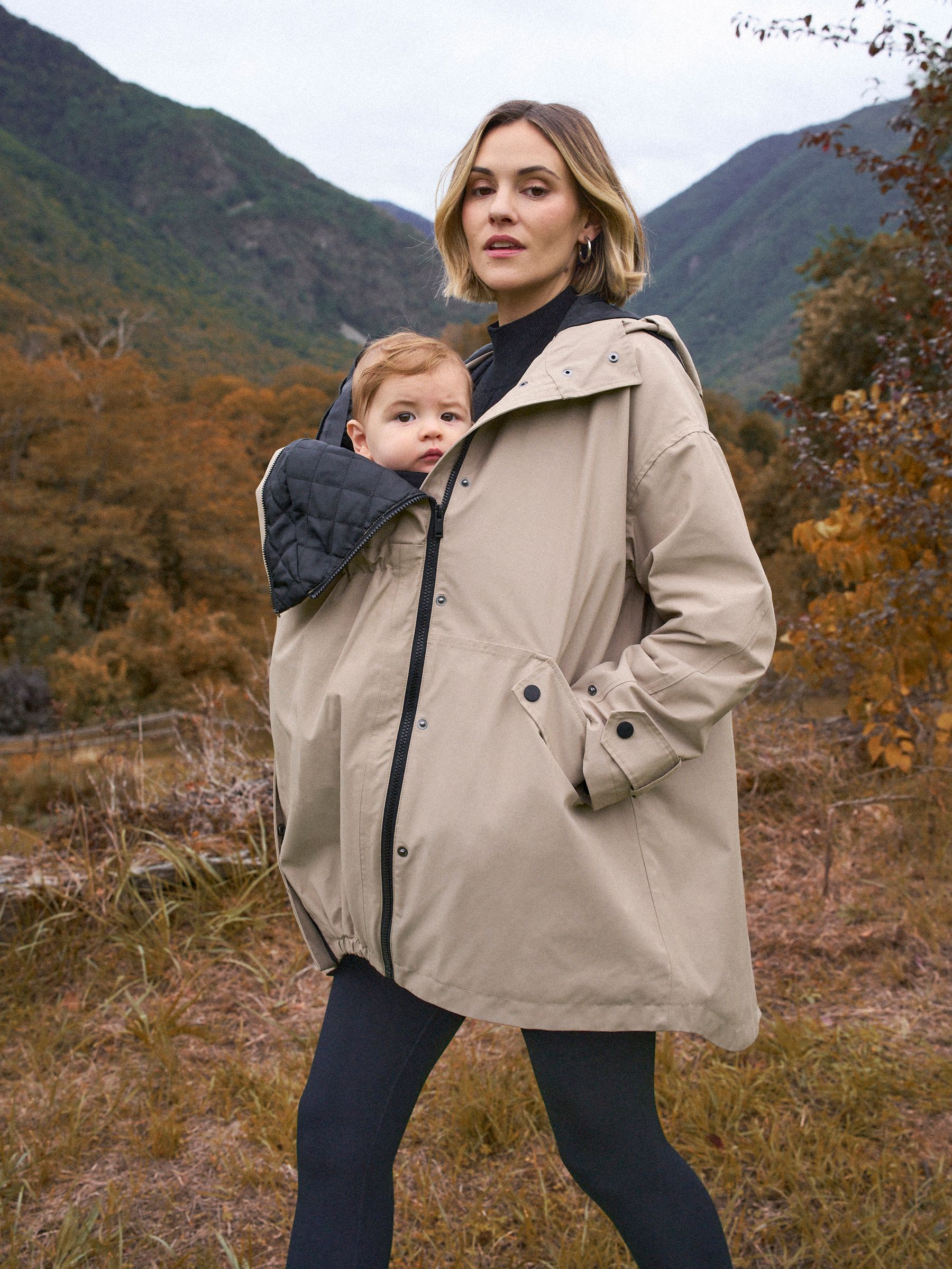 Taupe - Seraphine 3-In-1 Maternity & Babywearing Raincoat