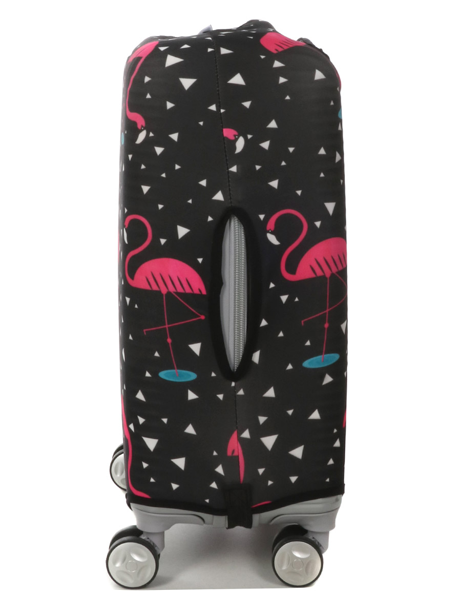 Housse de valise Periea Black with Pink Flamingos S