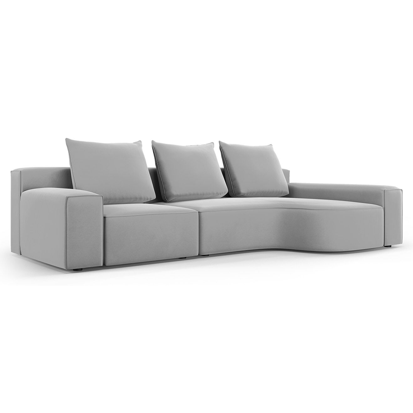 Mazzini Sofas Canapé d'angle Droit Velours Ivy 4 Places gris clair - 280x137x89 cm