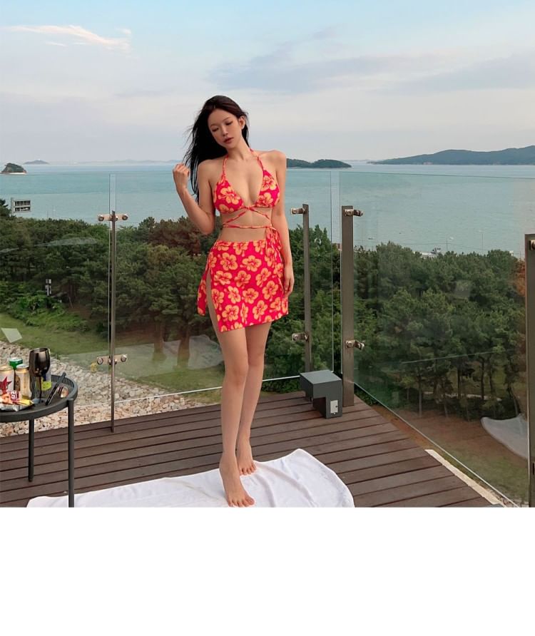 MALILA - Set: Print Bikini Top + Broekje + Cover-Up Rok