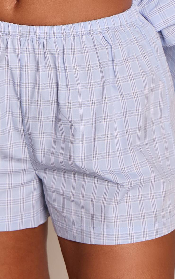 Bleu Short Boxer En Popeline À Carreaux Petite