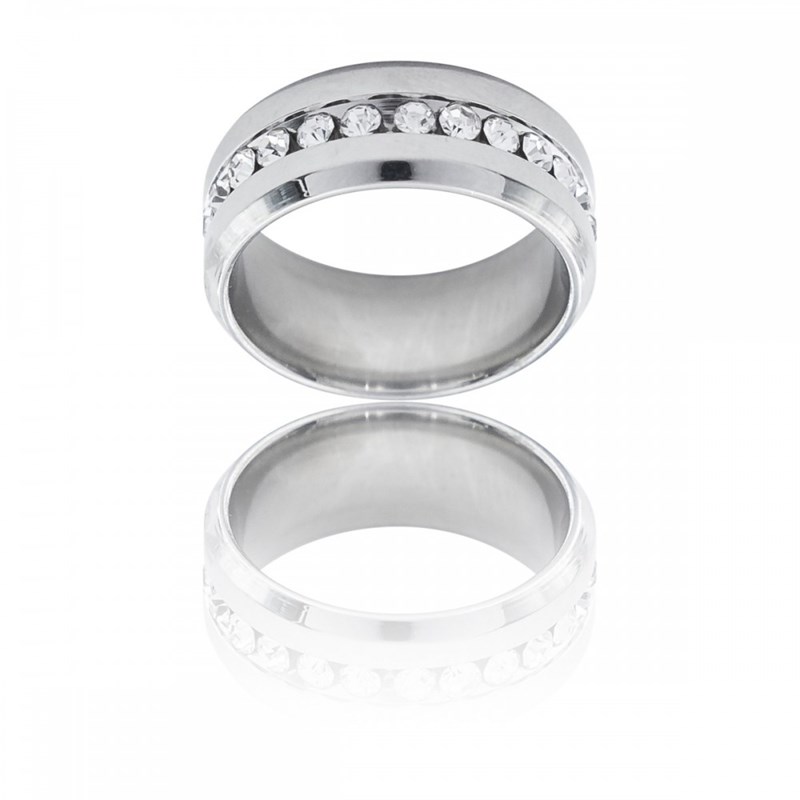 Magnifique Bague Femme Acier Ornée Strass