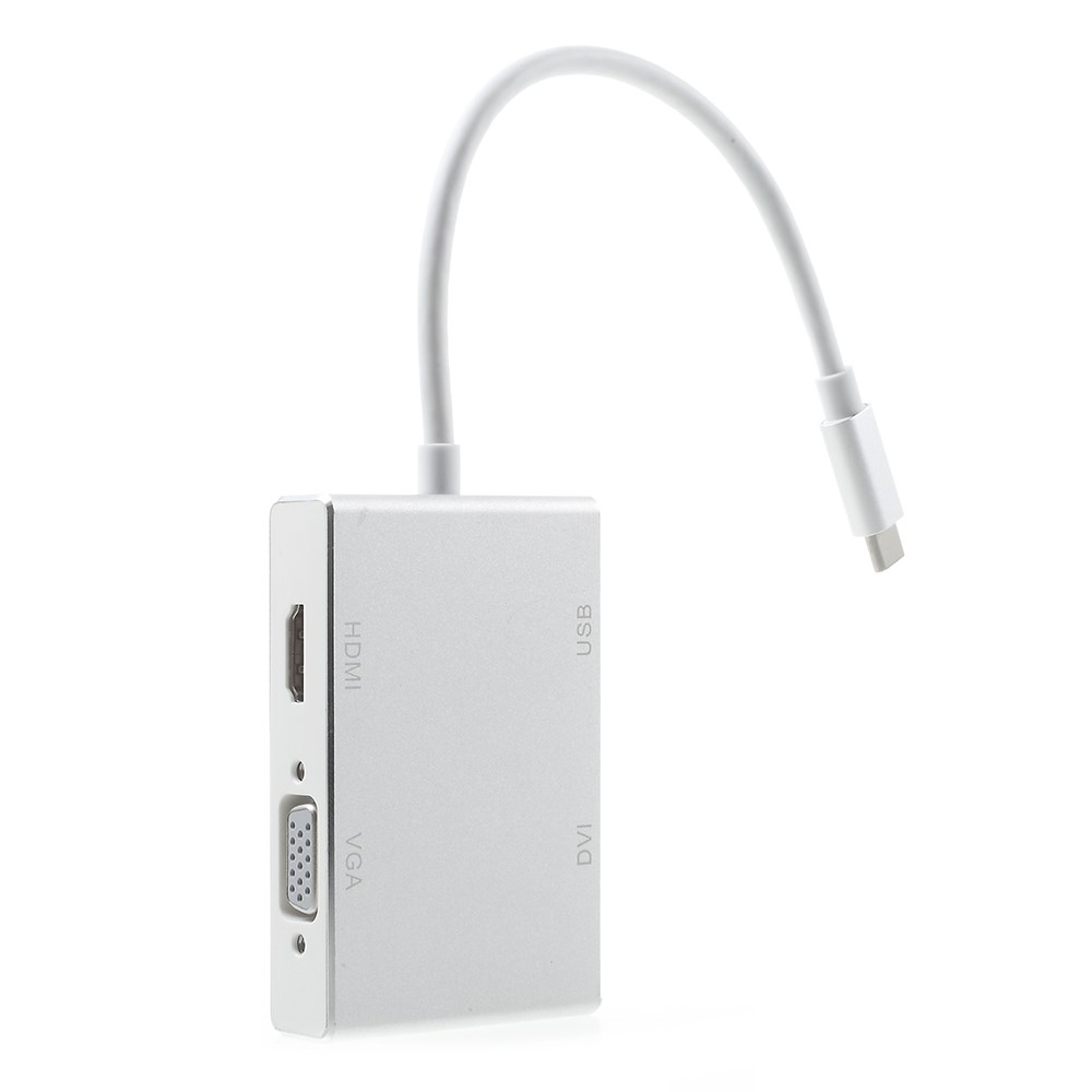 USB C Multiport Adapter mit VGA / HDMI / DVI / USB 3.0 - Silber
