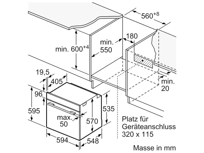 Siemens Einbauherd HE510ABR0C EU 60, Schwarz/Silber Backofen