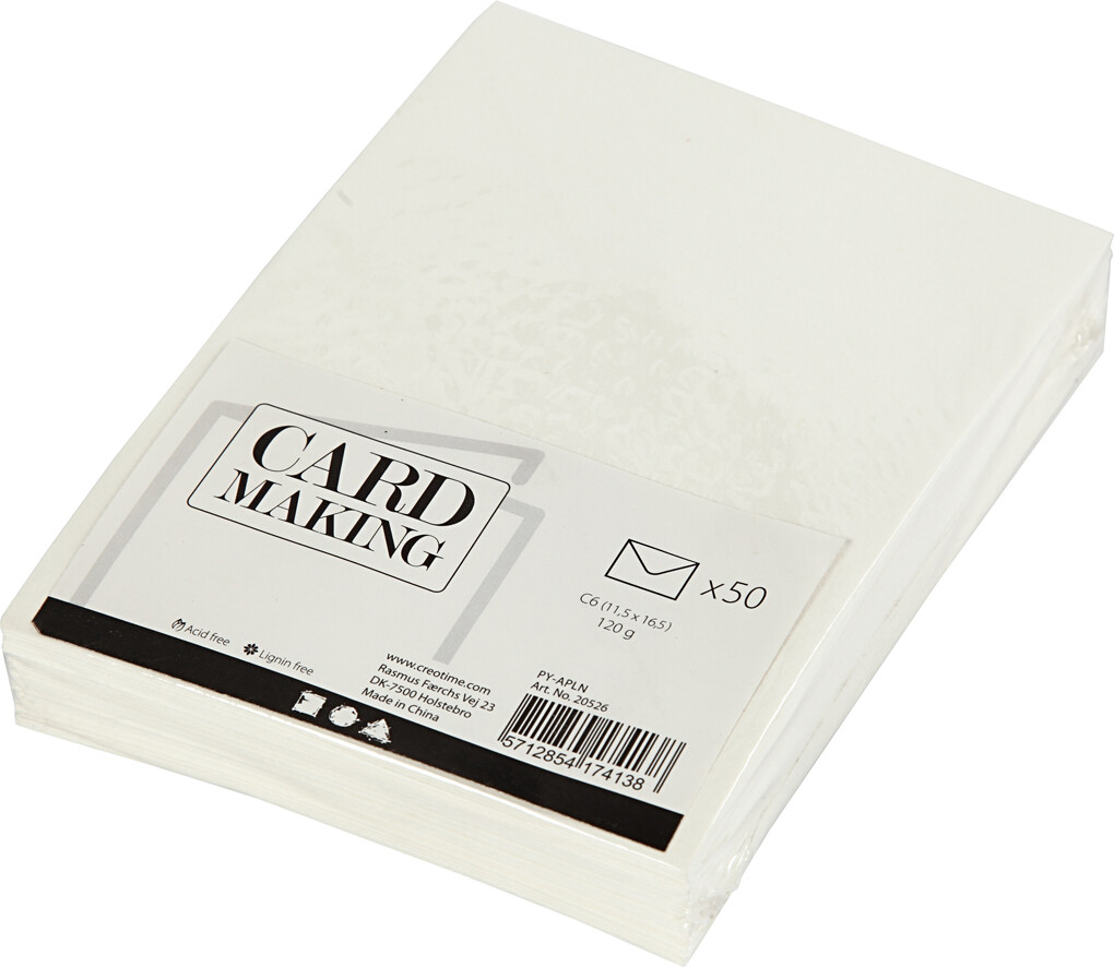 Kuvert - Kuvert Str. 11,4X16,2 CM - 120 G - Råhvid - 50 Stk