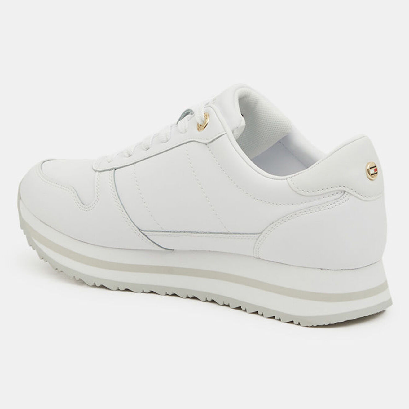 Tommy Hilfiger Baskets running compensées en Cuir Sig blanches