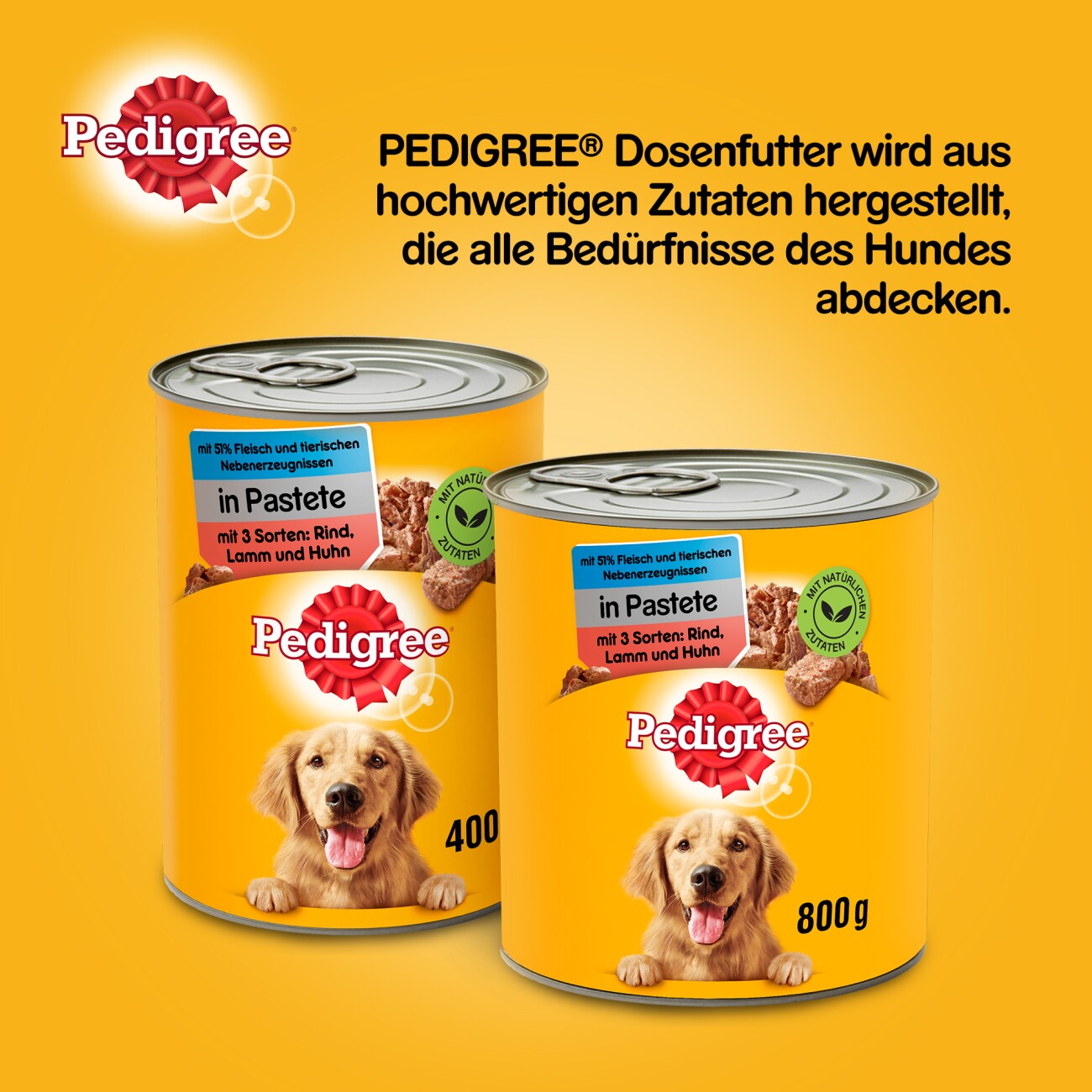 Pedigree Nassfutter Hund Adult, Classic 3 Sorten 12x800 g Rind, Lamm und Huhn