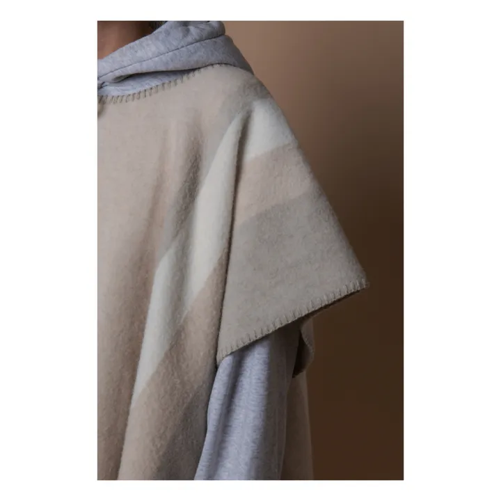 La Méricaine Poncho Long Mothearl Laine Recyclée | Beige