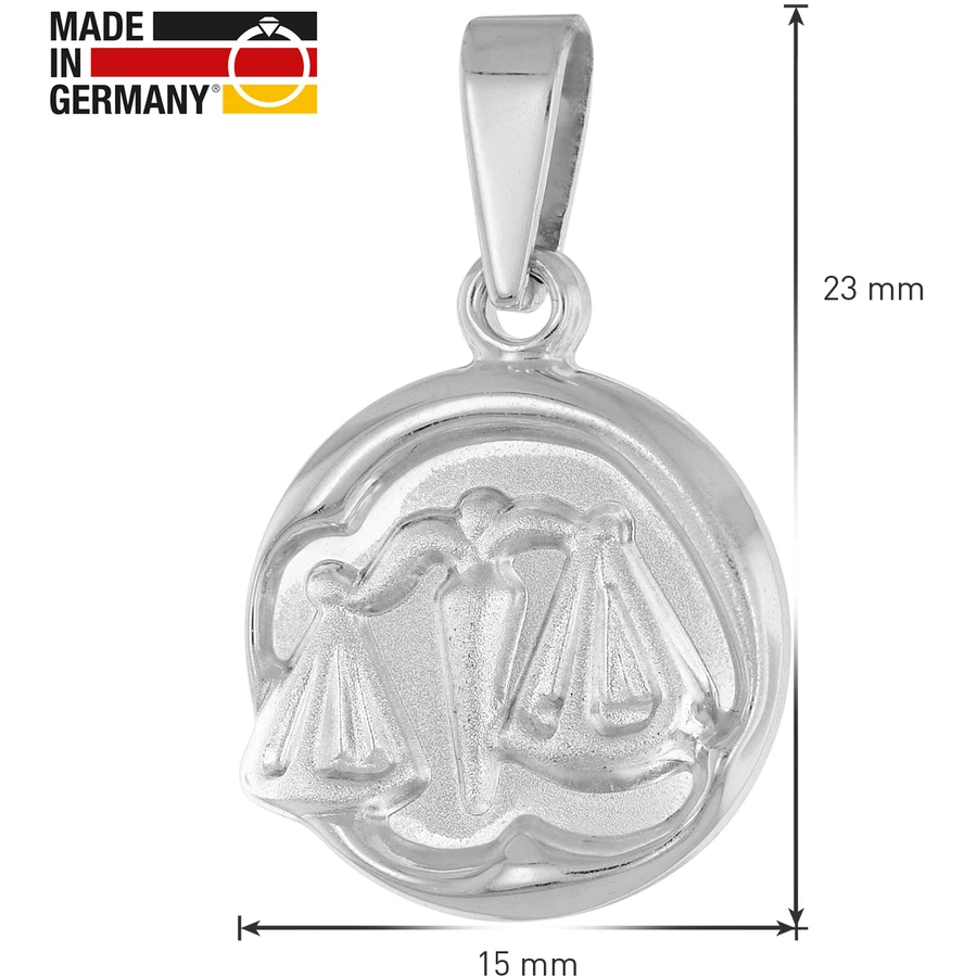 trendor Waage Sternzeichen mit Halskette 925 Silber Ø 15 mm silver