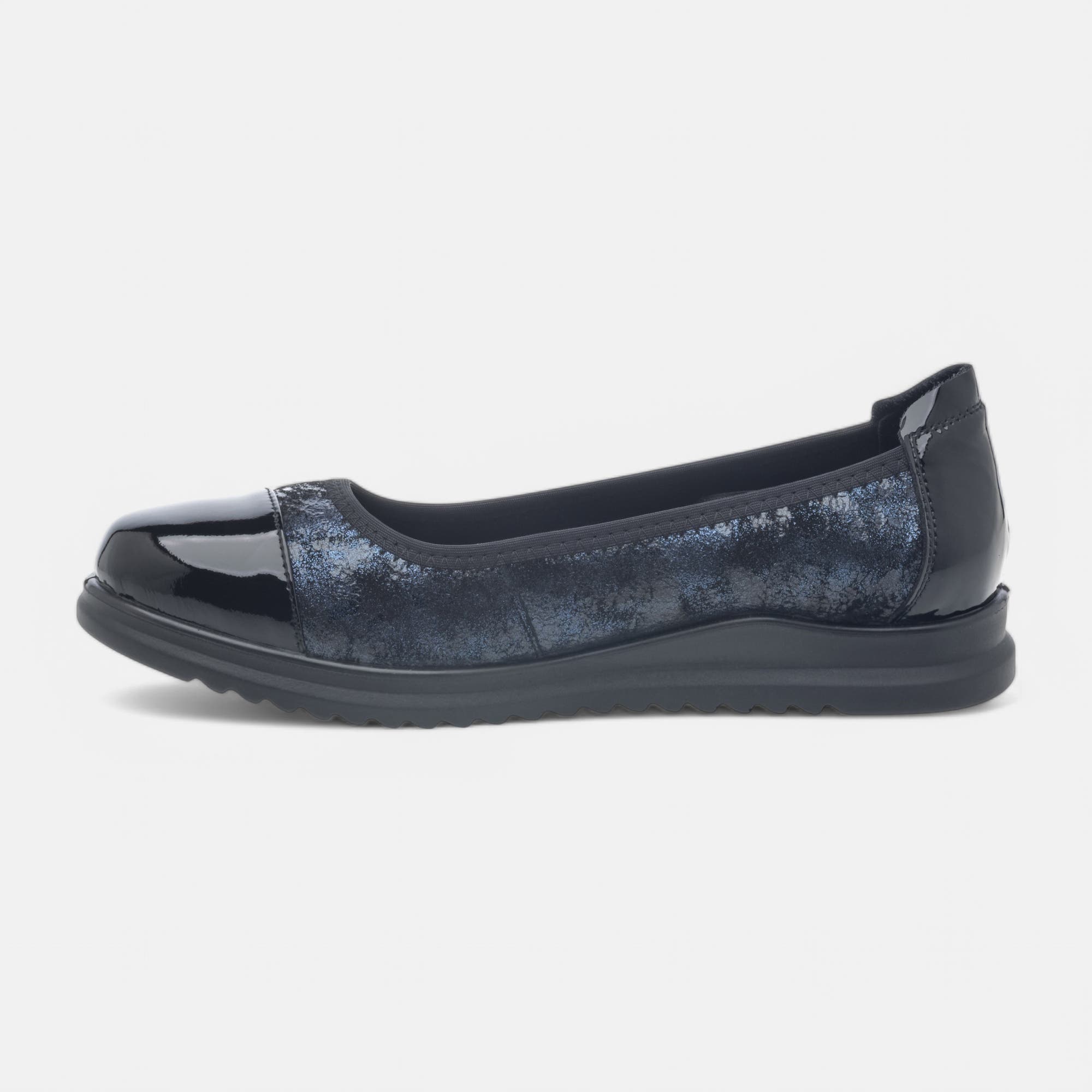 Ballerines Femme en cuir bleu marine