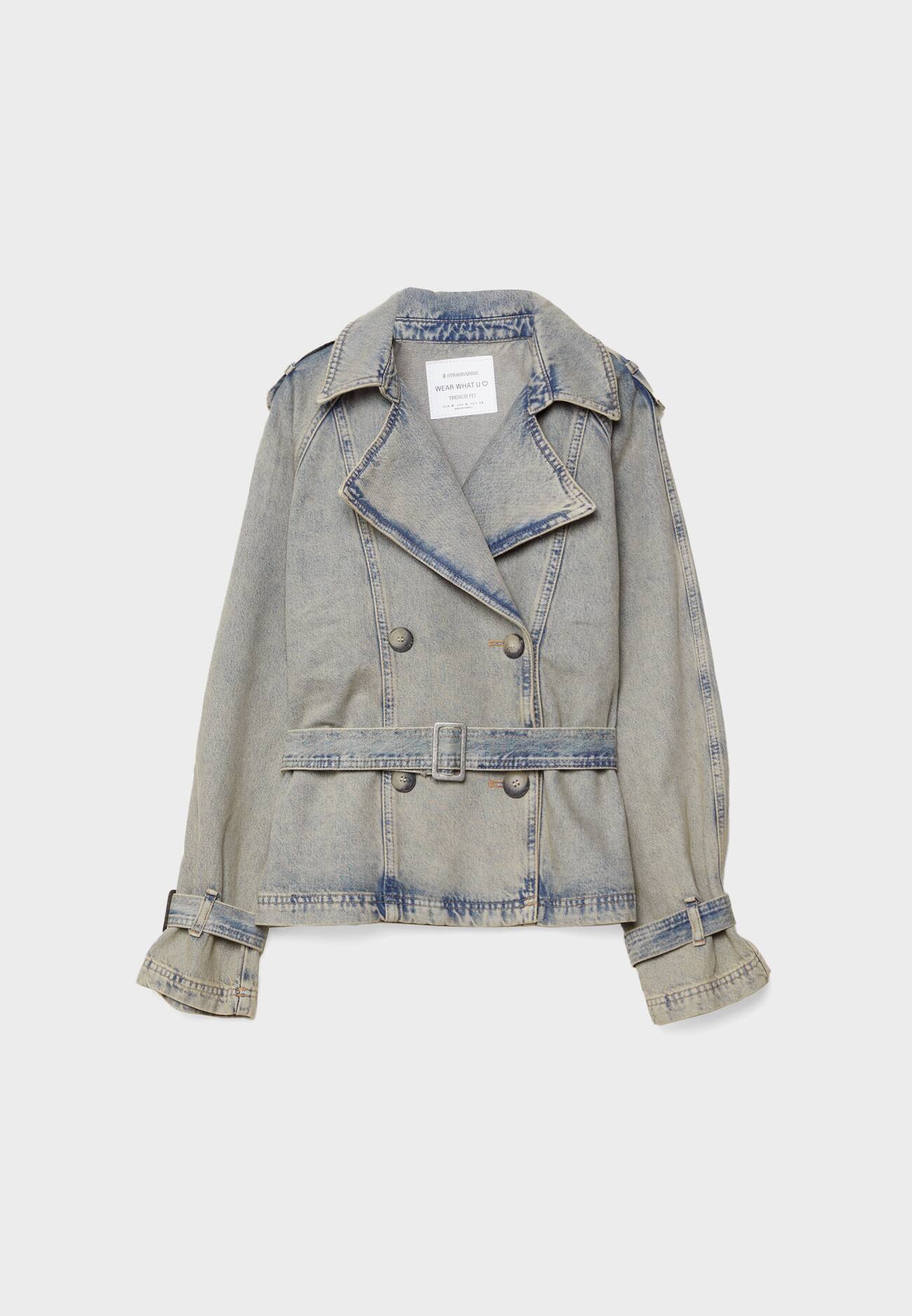 Trench coat jeans com cinto