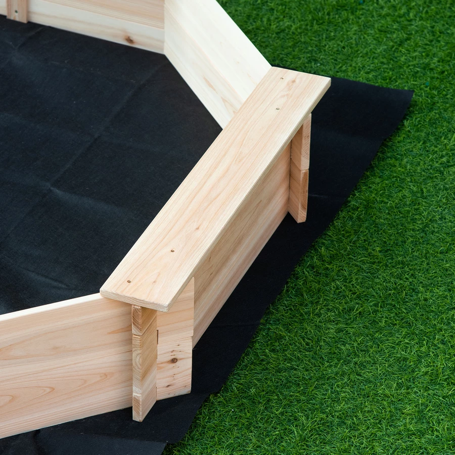Outsunny Sandkasten mit Polyester-Abdeckung natur