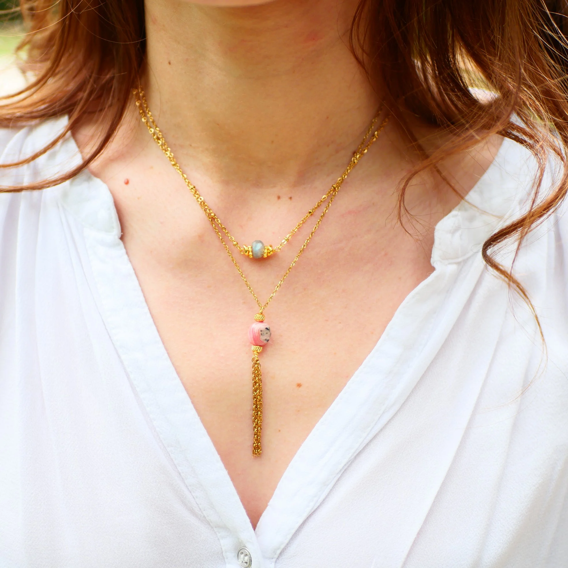 SUDHIRA - Collier rhodochrosite | Rose
