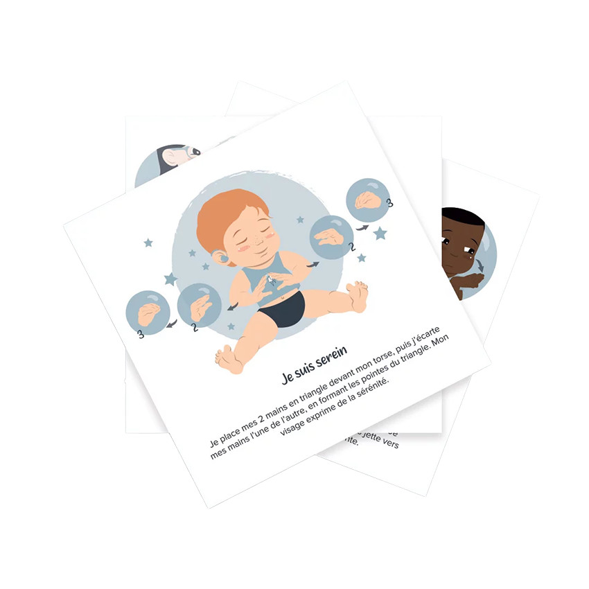 7 cartes Bébé signe 