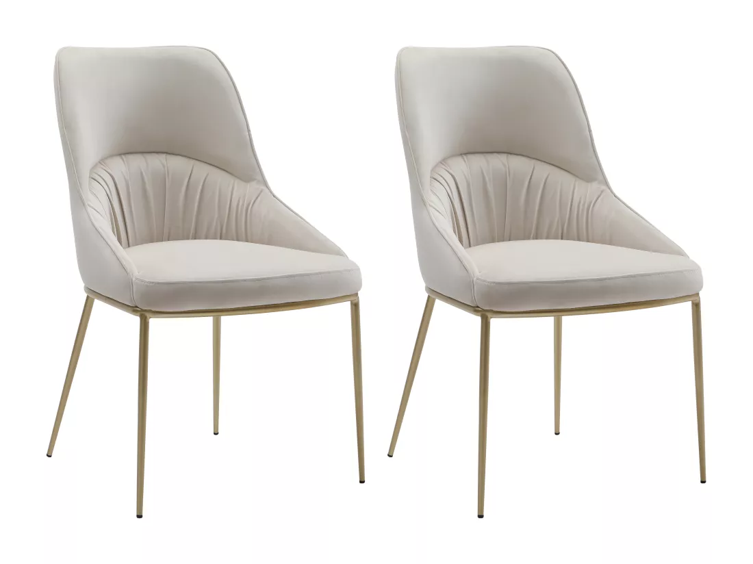 Lot de 2 chaises en velours et métal doré - Beige - DRINKA