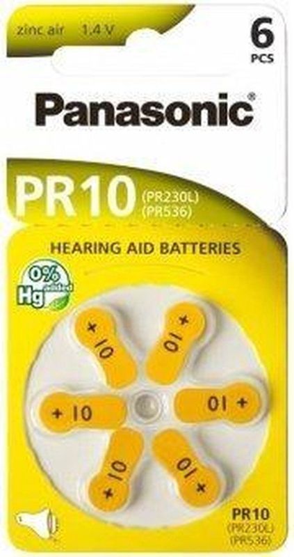 Panasonic - Hoorbatterij Pr10 - 6-pack - Knoopcel