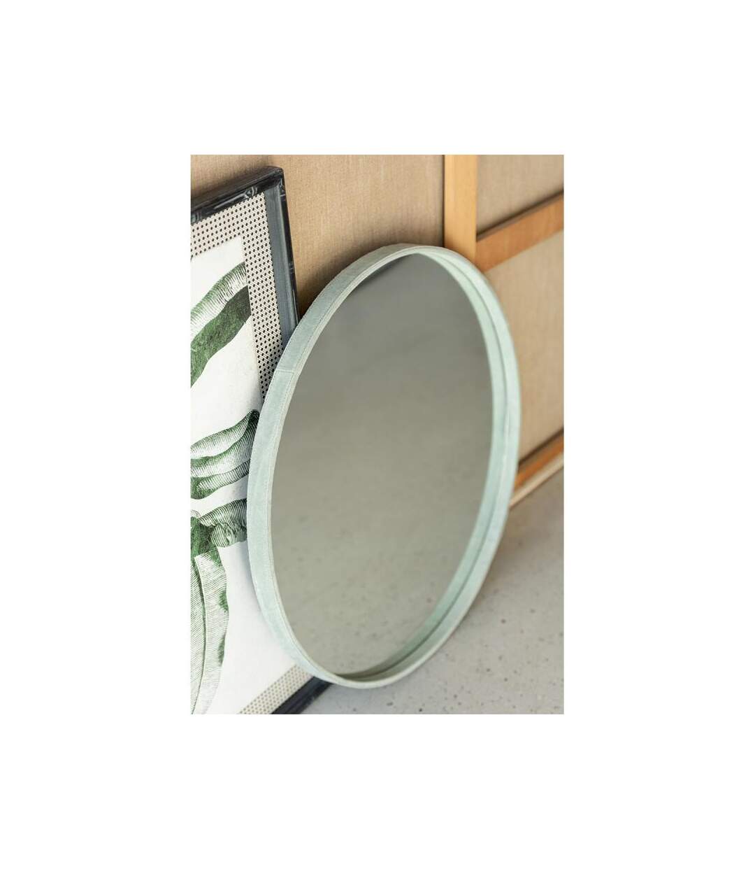 Paris Prix - Miroir Mural Design En Cuir tortu 41cm Vert