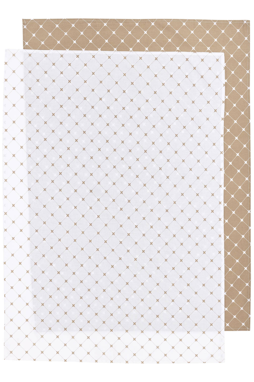 X Mrs. Keizer baby ledikantlaken Louis 100x150 cm - set van 2 taupe/wit