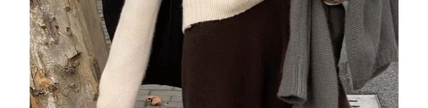 Isaaca - Hoge taille effen gebreide wijde broek