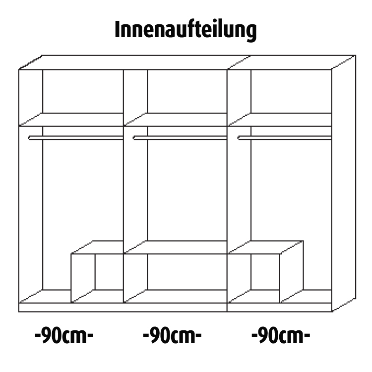 Kombi-Drehtürenschrank - Sonoma Eiche-weiß - 271 cm