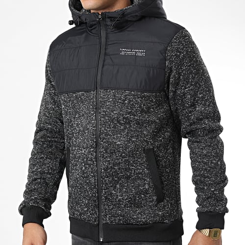 Veste Zippée Capuche 10047543 Gris Anthracite Chiné Noir