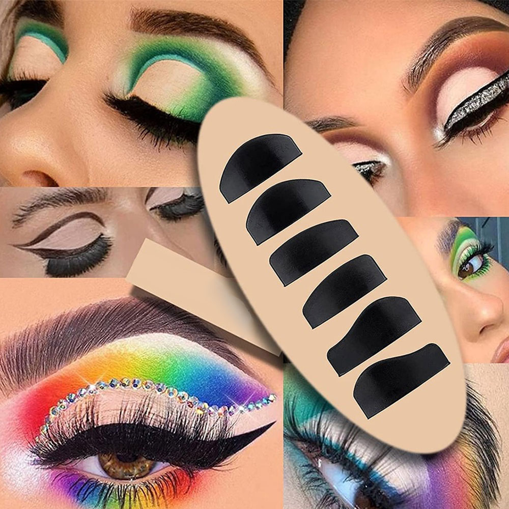 6in1 Silikon Lidschatten Schablone Make Up Applikator mit 6 Aufsätzen - Schwarz