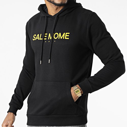 Sweat Capuche Lion Noir Jaune