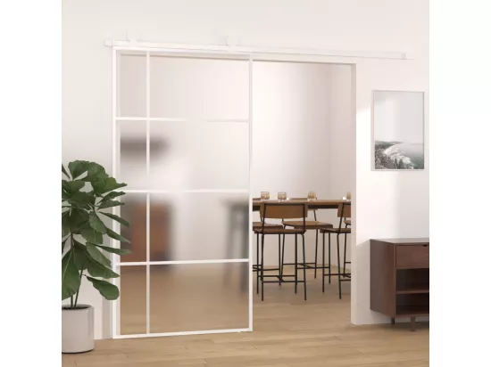 Porte coulissante Verre ESG dépoli aluminium 102,5x205 cm Blanc