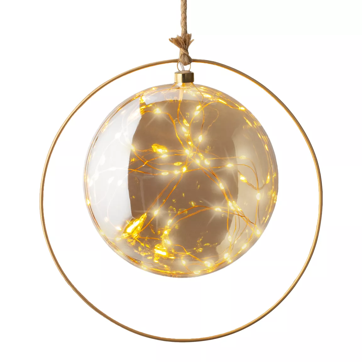 Suspension lumineuse à piles 40 LED (D26 cm) Lune d’Hiver Ambre/blanc chaud