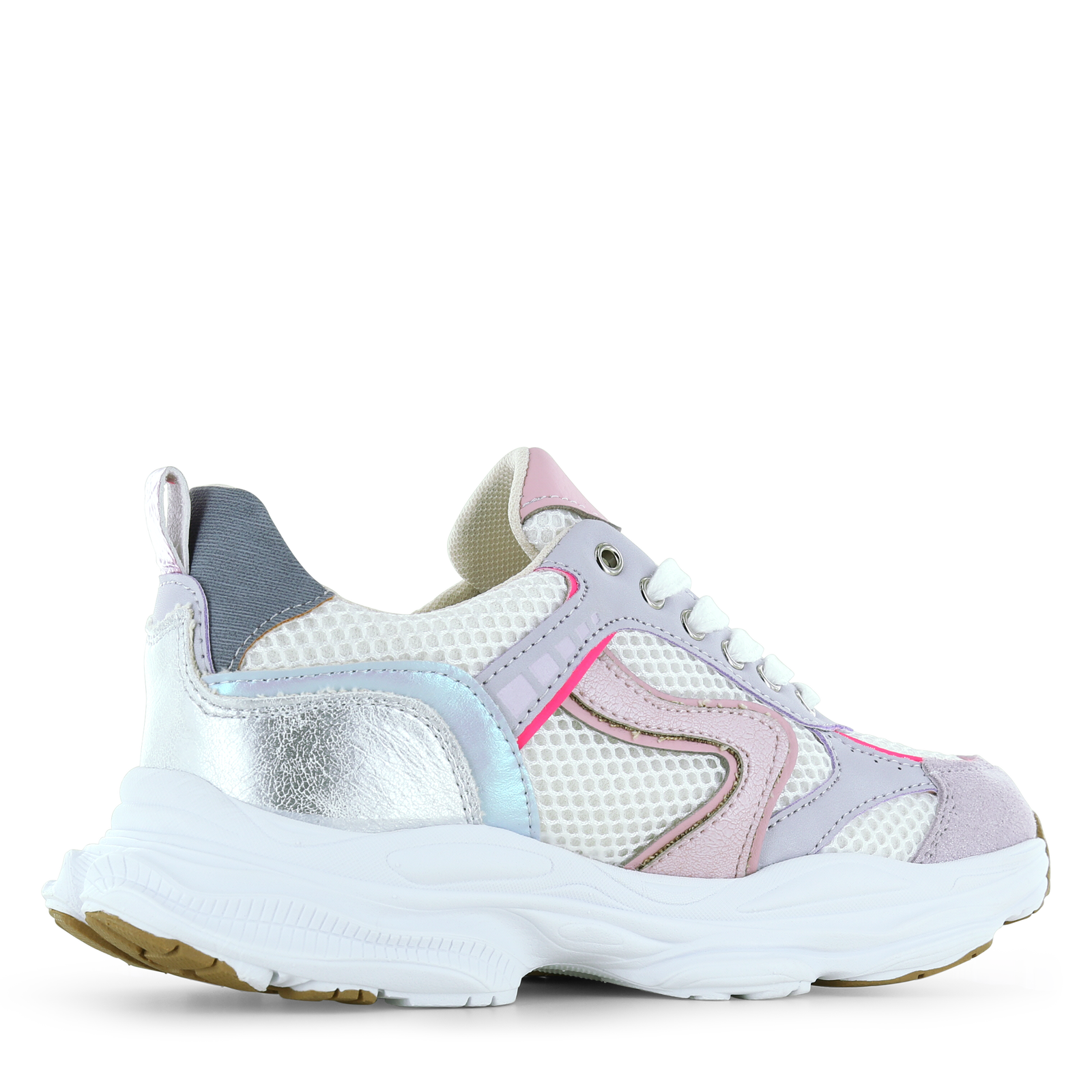 Shoesme wit-roze sneaker Metallic, Microleer | Meisjes schoenen