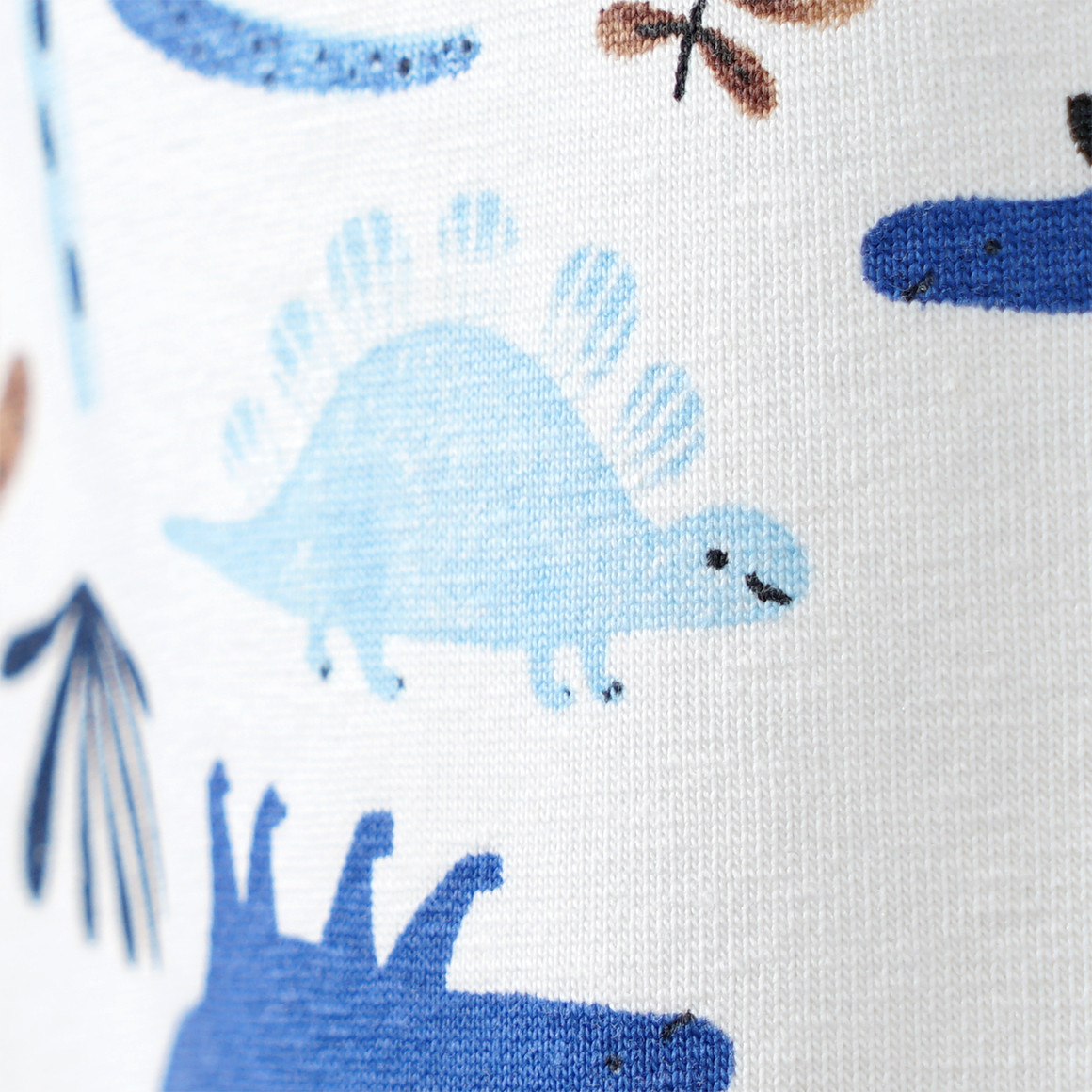 Topomini 2 Baby Unterhemden mit Dino-Motiv weiss / blau / braun