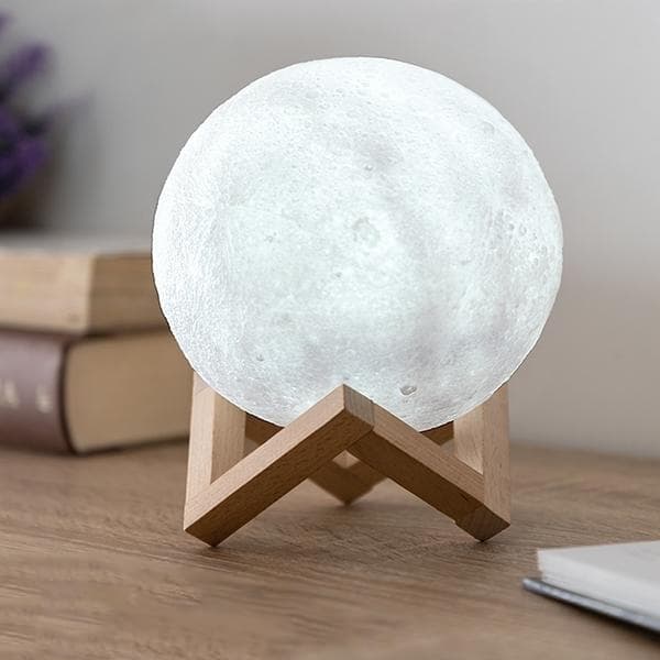Lampe - Moon Lamp / Månelampe - 8cm - Justerbar farge