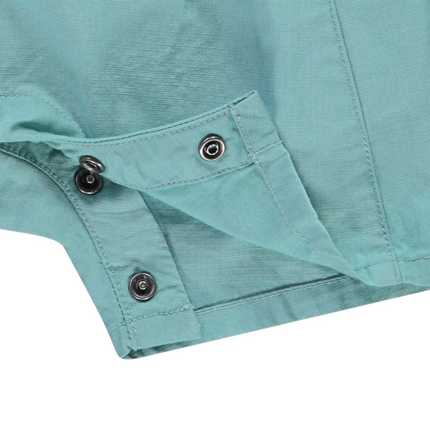 Salopette courte broderie palmier pour bébé garçon - Bleu moyen