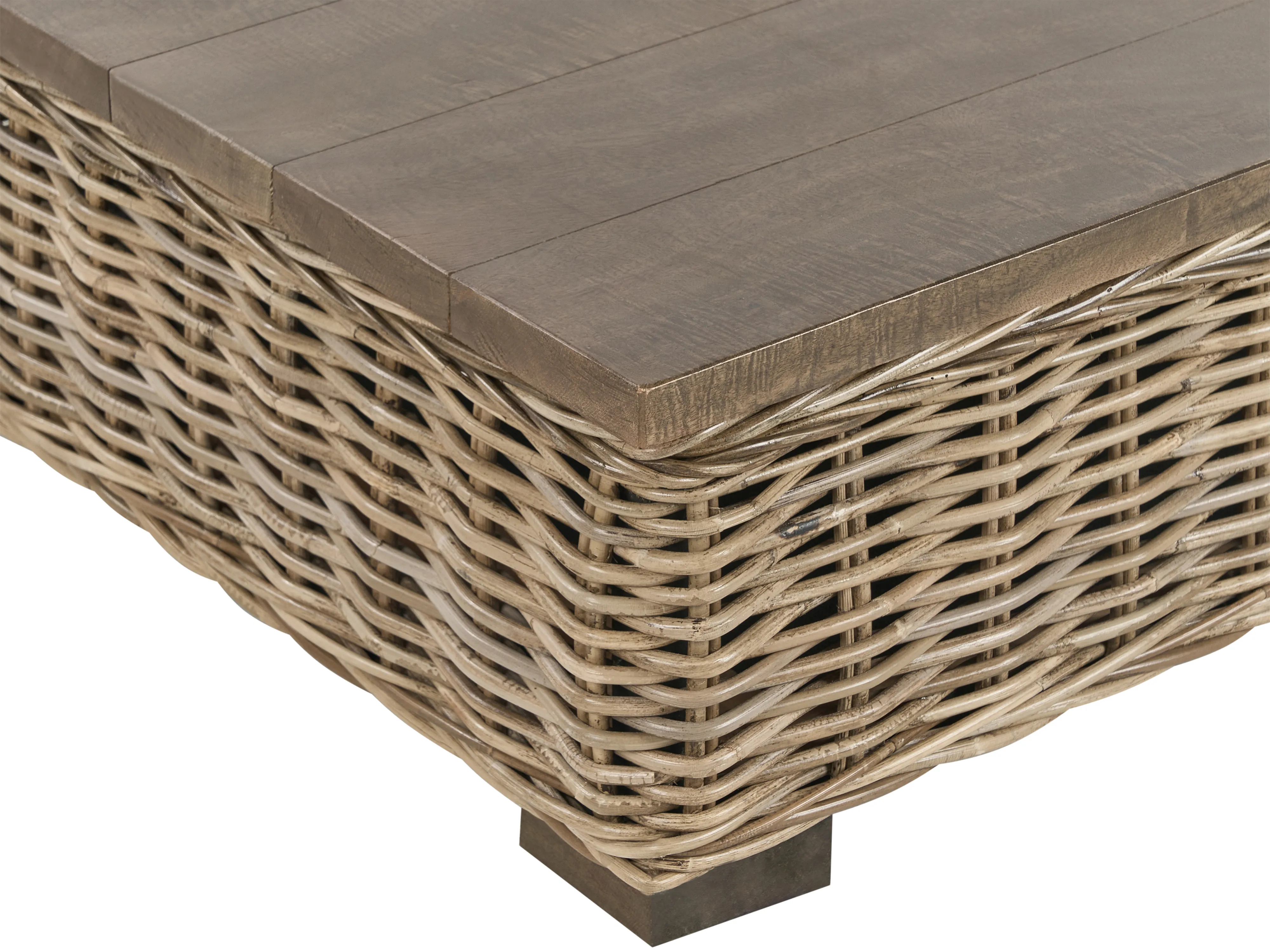 Loungeset met tafel 4-zits VARALLO rechtszijdig modulair Rotan Grijs