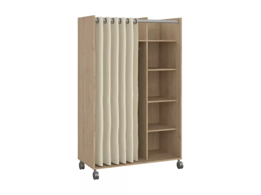 Grande Garde-robe Dsesi, Meubles de chambre, Penderie de plain-pied, Placard à vêtements, 100x48 h160 cm, Chêne clair et Beige