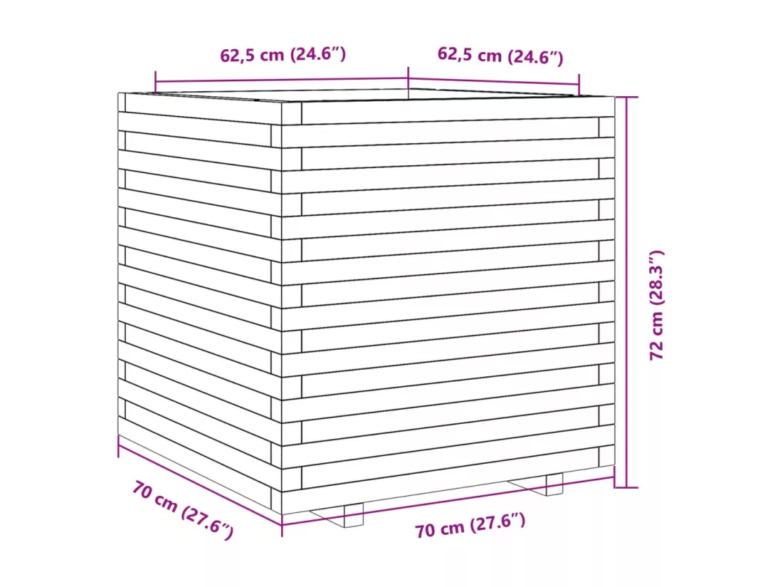 Jardinière bac lit surélevé bois marron 70 x 70 x 72 cm 02_0037836