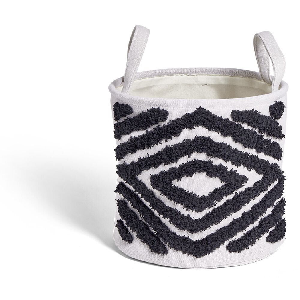 Panière tuftée Ø26xH24cm blanc et noir
