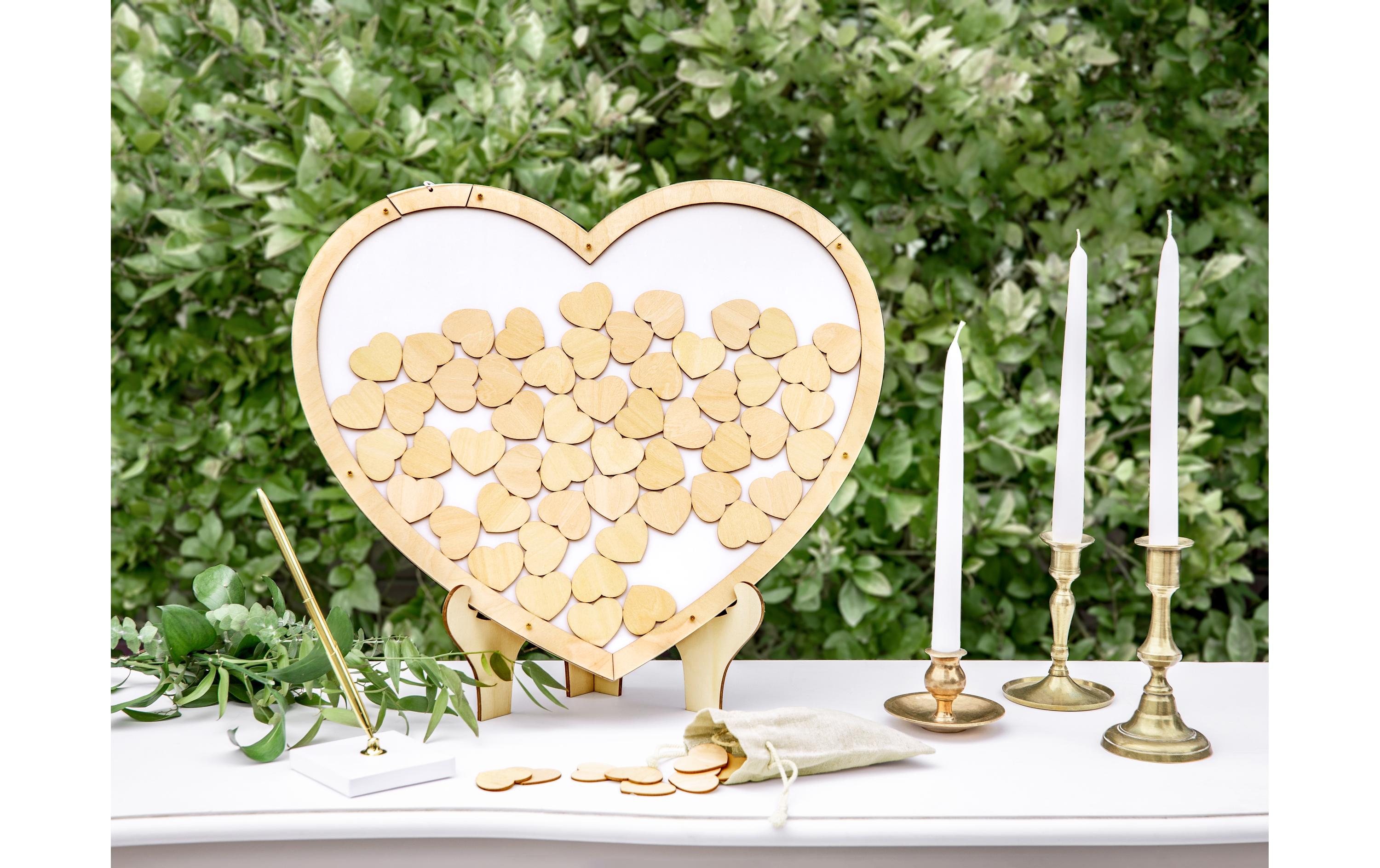 Hochzeitsaccessoire Herz aus Holz 44 x 37.5 cm, BraunGuest book als Erinnerung an die Hochzeit, den Geburtstag, die Einweihungsfeier oder die Babyshower