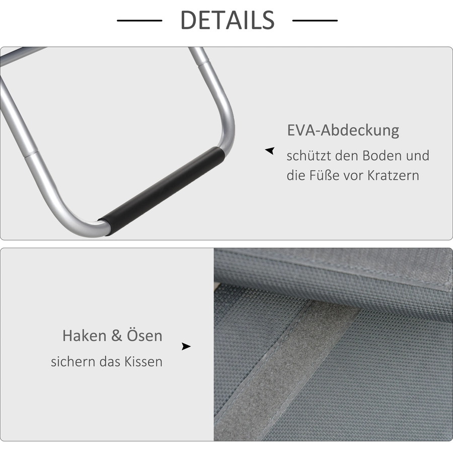 Outsunny Gartenliege mit Kissen dunkelgrau