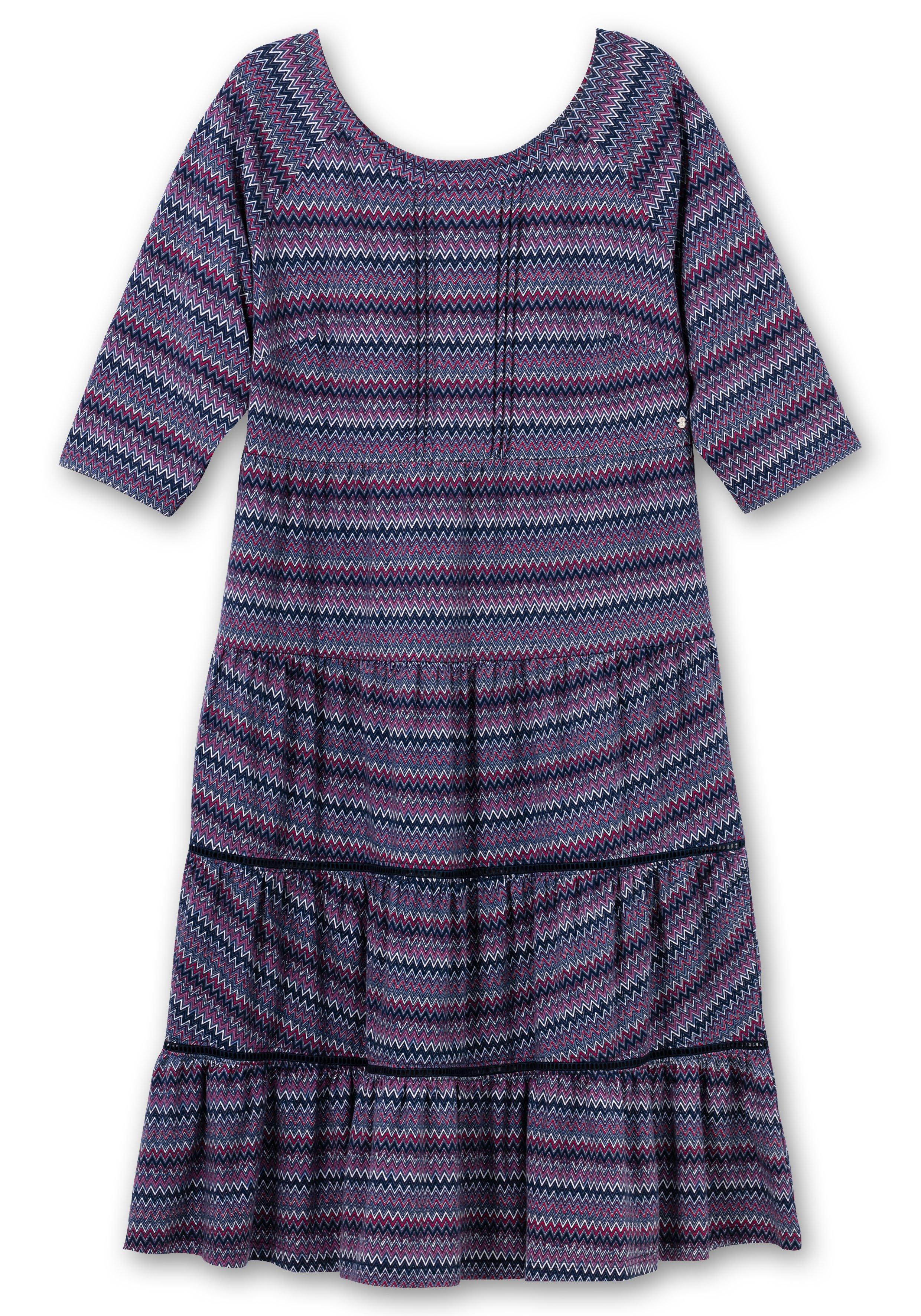 Jerseykleid mit 3/4-Ärmeln und stufigen Volants