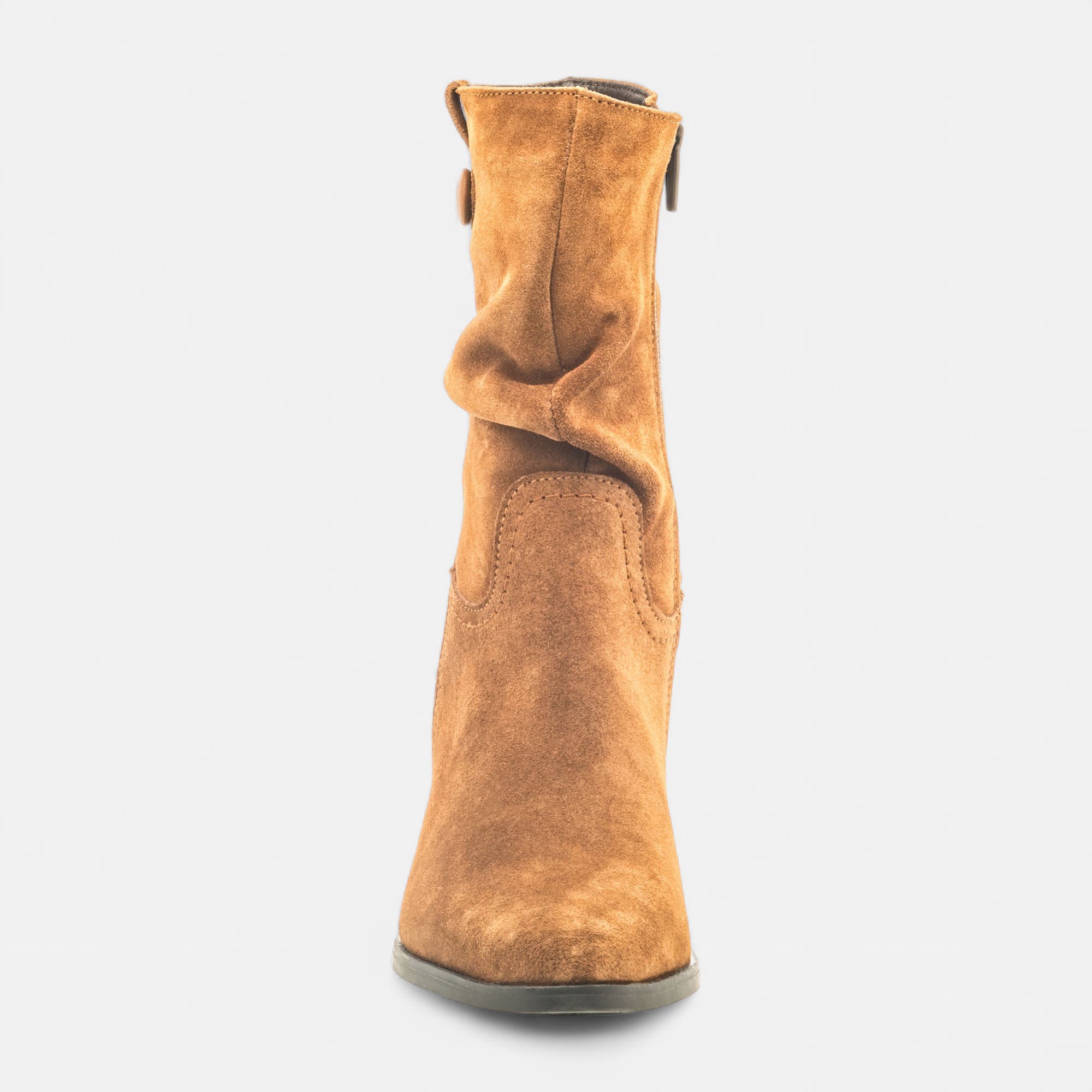 Bottines à talon Femme en cuir cognac