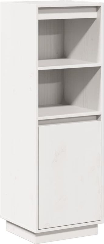 vidaXL - Hoge Kast - Wit - Massief Grenenhout - 1 Plank en 1 Vak met Deur