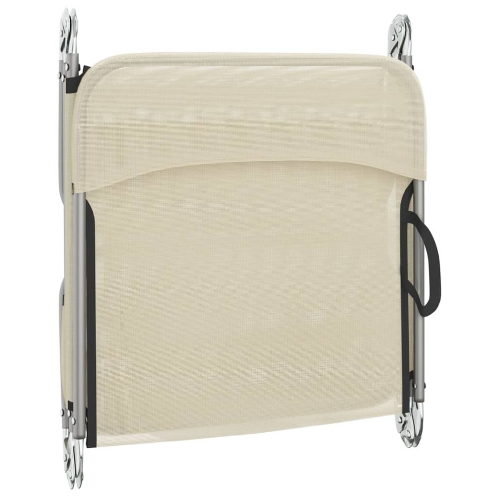 Chaises longues pliables 2 pcs crème textilène et acier