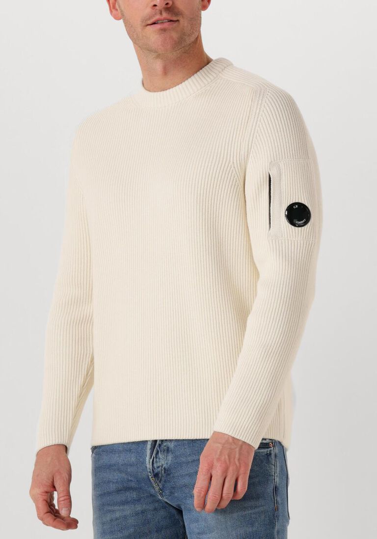 creme cp company trui knitwear crew neck in full rib