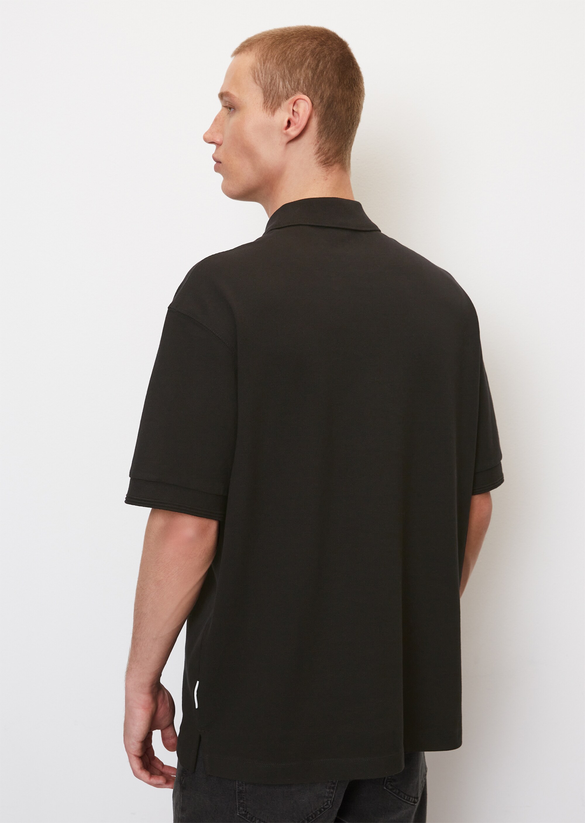 Kurzarm-Poloshirt Piqué oversized aus reiner Bio-Baumwolle