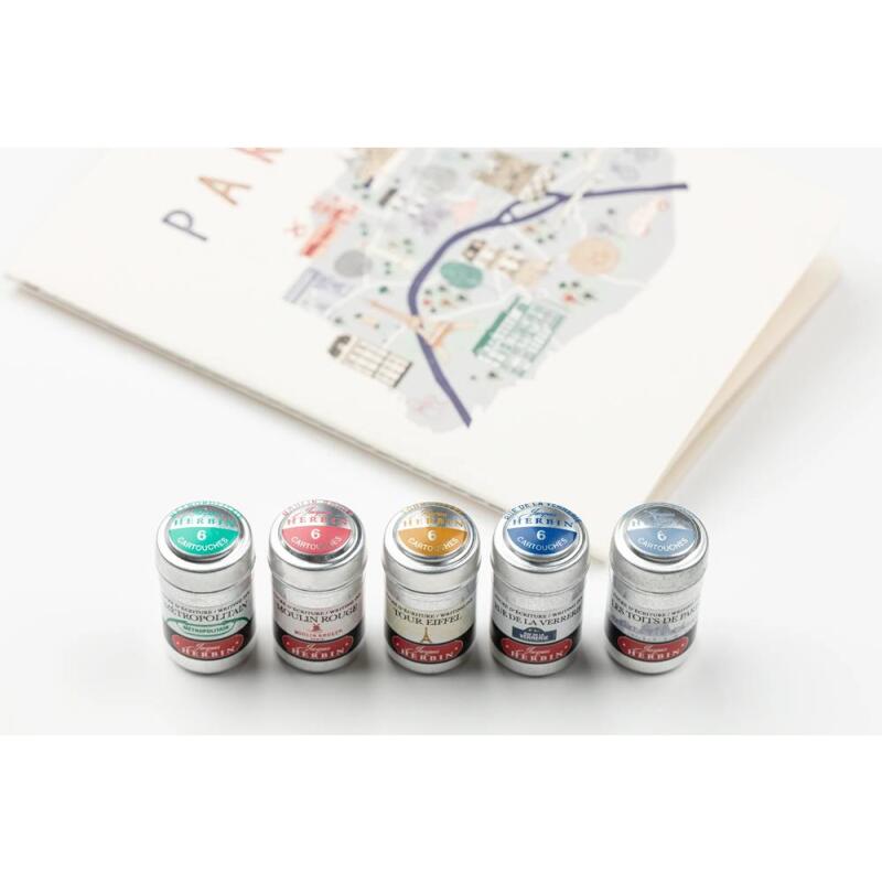 Boîte de 6 cartouches d'encre d'écriture - Collection couleurs de Paris